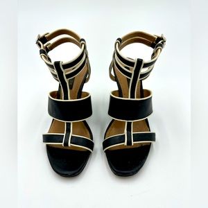 Rachel Zoe platform heel black & white strappy sandal